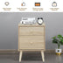 2-Drawer Nightstand Beside End Side Table with Rubber Legs-Natural - Minihomy