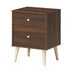 2-Drawer Nightstand Beside End Side Table with Rubber Legs-Natural - Minihomy