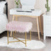 Faux Fur Ottoman Decorative Stool with Metal Legs - Minihomy