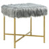 Faux Fur Ottoman Decorative Stool with Metal Legs - Minihomy