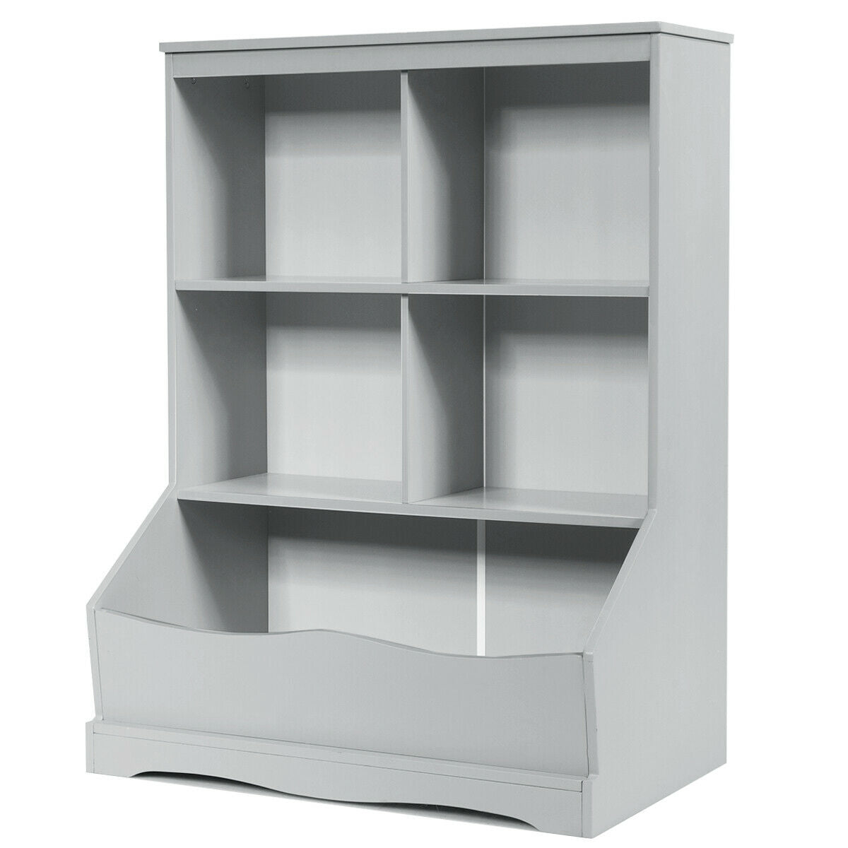 3-Tier Children's Multi-Functional Bookcase Toy Storage Bin Floor Cabinet-Gray - Color: Gray - Minihomy