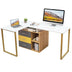 87 Inch 2 Person Adjustable L-Shaped Computer Desk - Color: Golden - Minihomy