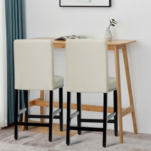 25 Inch Kitchen Chairs w/ Rubber Wood Legs-Beige - Minihomy