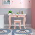 Kids Makeup Dressing Table with Tri-folding Mirror and Stool-Pink - Color: Pink - Minihomy