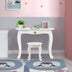 Kids Makeup Dressing Table with Tri-folding Mirror and Stool-Pink - Minihomy