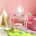 Kids Princess Makeup Dressing Play Table Set with Mirror -Pink - Color: Pink - Minihomy