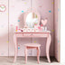 Kids Princess Makeup Dressing Play Table Set with Mirror -Pink - Color: Pink - Minihomy