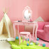 Kids Princess Makeup Dressing Play Table Set with Mirror -Pink - Minihomy