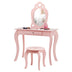 Kids Princess Makeup Dressing Play Table Set with Mirror -Pink - Minihomy