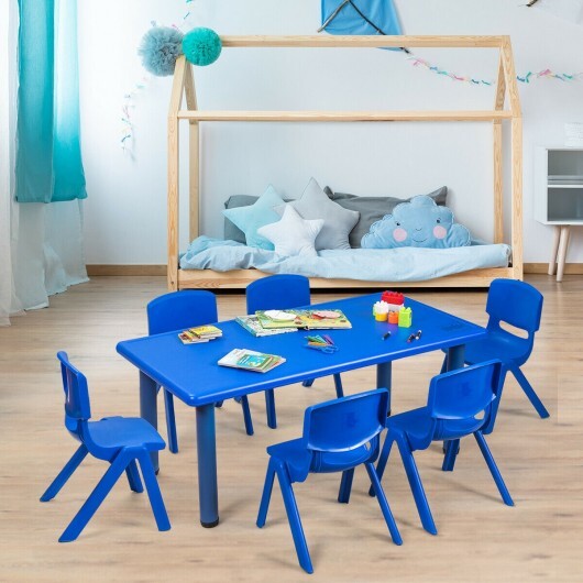 Kids Plastic Rectangular Learn and Play Table-Blue - Color: Blue - Minihomy