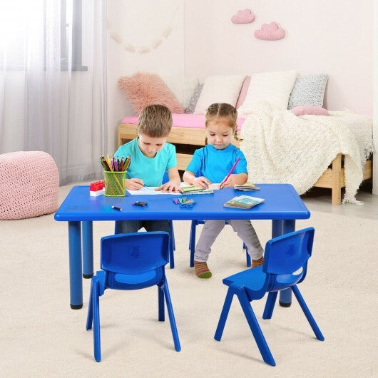 Kids Plastic Rectangular Learn and Play Table-Blue - Color: Blue - Minihomy