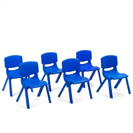 6-pack Kids Plastic Stackable Classroom Chairs-Blue - Color: Blue - Minihomy