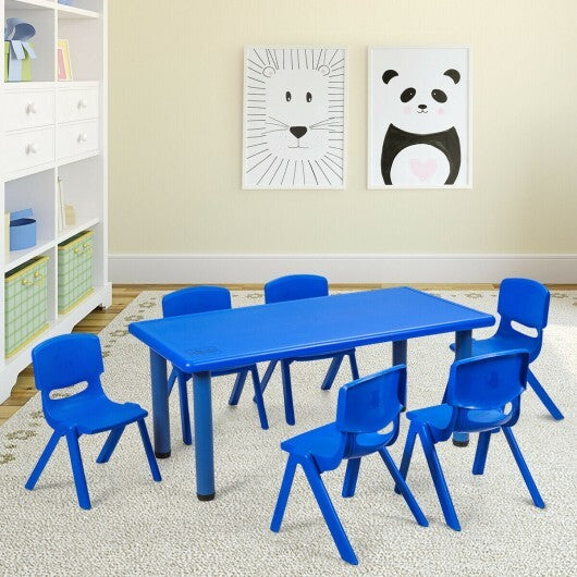 6-pack Kids Plastic Stackable Classroom Chairs-Blue - Color: Blue - Minihomy