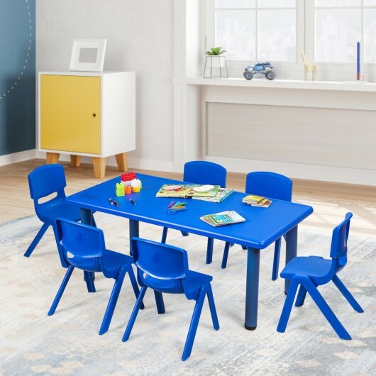 6-pack Kids Plastic Stackable Classroom Chairs-Blue - Color: Blue - Minihomy