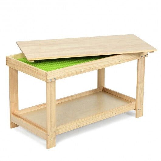 Solid Multifunctional Wood Kids Activity Play Table-Natural - Color: Natural