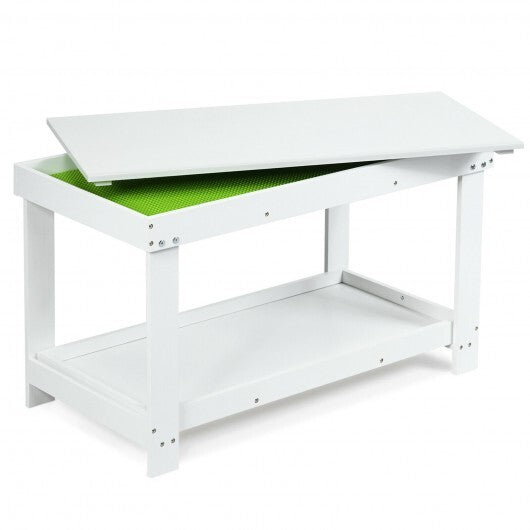 Solid Multifunctional Wood Kids Activity Play Table-White - Color: White