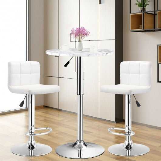 360? Swivel Cocktail Pub Table with Sliver Leg and Base-White - Minihomy