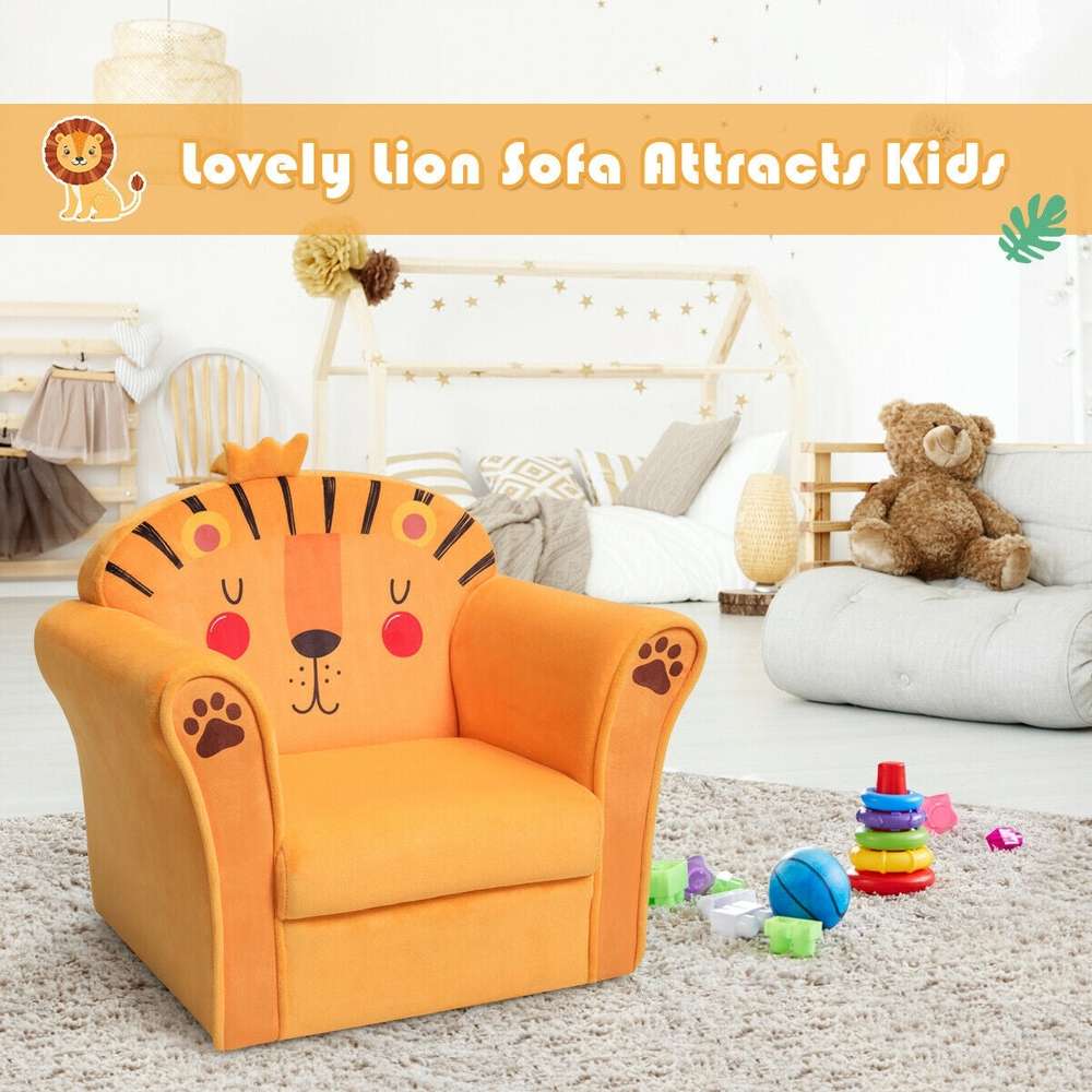 Kids Armrest Lion Upholstered Sofa - Minihomy