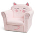 Kids Upholstered Cat Armrest Couch Sofa with Linen Fabric - Color: Pink - Minihomy