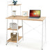 Compact Computer Desk Workstation with 4 Tier Shelves for Home and Office-Natural - Color: Natural - Minihomy