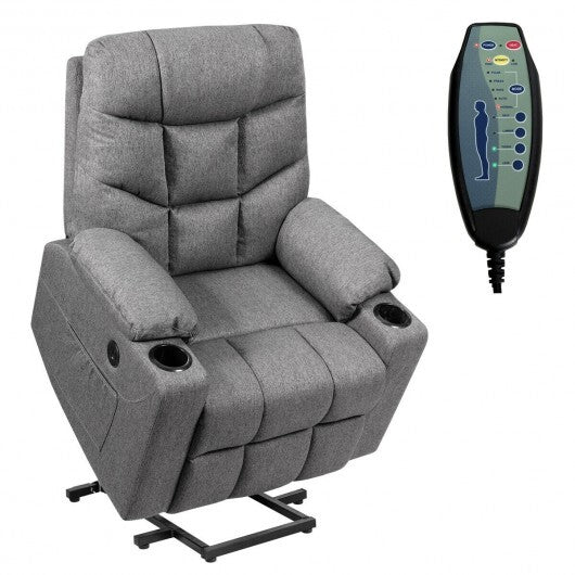 Electric Power Lift Recliner Massage Sofa-Brown - Minihomy