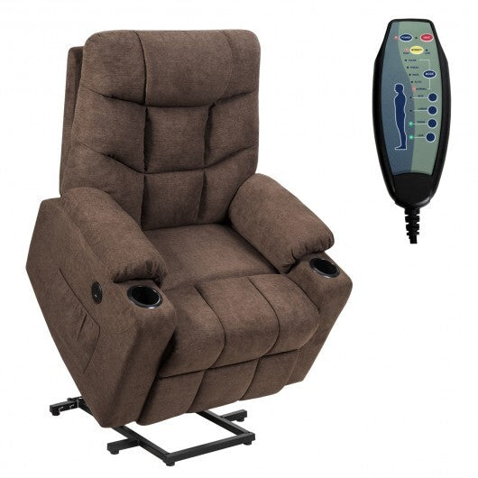 Electric Power Lift Recliner Massage Sofa-Brown - Minihomy