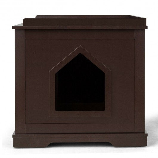 Cat Litter Box Enclosure with Double Doors for Large Cat and Kitty-Brown - Color: Brown - Minihomy