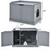 Cat Litter Box Enclosure with Double Doors for Large Cat and Kitty-Gray - Color: Gray - Minihomy