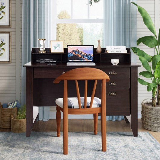 Computer Desk PC Laptop Writing Table Workstation -Brown - Color: Brown - Minihomy