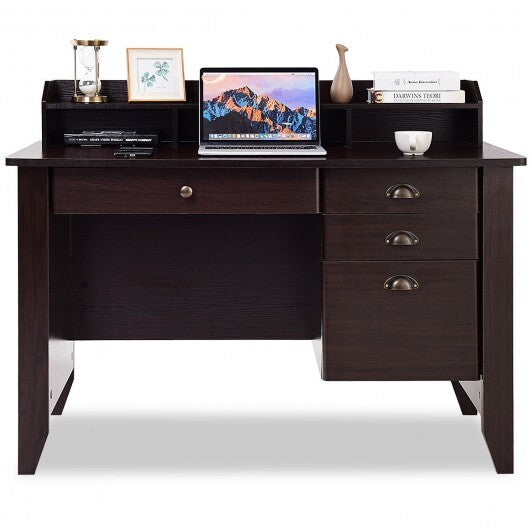 Computer Desk PC Laptop Writing Table Workstation -Brown - Color: Brown - Minihomy