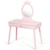 Kids Vanity Makeup Table and Chair Set Make Up Stool - Color: Pink - Minihomy