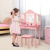 Kids Makeup Dressing Mirror Vanity Table Stool Set-Pink - Color: Pink - Minihomy