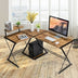 L-Shaped Desk Reversible Corner Computer Desk with Movable Shelf and CPU Stand-Rustic Brown - Color: Rustic Brown - Minihomy