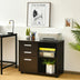 3-Drawer Mobile Lateral File Cabinet Printer Stand-Black - Minihomy