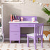 Kids Wooden Writing Furniture Set with Drawer and Storage Cabinet-Purple - Color: Purple - Minihomy