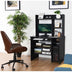 Home Office Computer Desk with Bookcase Keyboard Tray and CPU Stand-Black - Color: Black - Minihomy