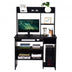 Home Office Computer Desk with Bookcase Keyboard Tray and CPU Stand-Black - Color: Black - Minihomy