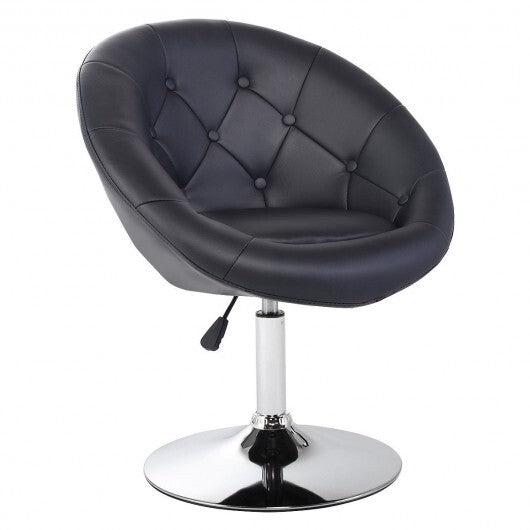 1 Piece Modern Adjustable Swivel Round PU Leather Chair-Black - Color: Black - Minihomy