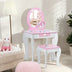 Kids Wooden Makeup Dressing Table and Chair Set with Mirror and Drawer-White - Color: White - Minihomy