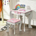 Kids Wooden Makeup Dressing Table and Chair Set with Mirror and Drawer-White - Color: White - Minihomy