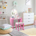 Kids Wooden Makeup Dressing Table and Chair Set with Mirror and Drawer - Minihomy