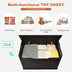 Kids Toy Wooden Flip-top Storage Box Chest Bench with Cushion Hinge-Brown - Color: Brown - Minihomy