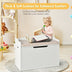 Kids Toy Wooden Flip-top Storage Box Chest Bench with Cushion Hinge-White - Color: White - Minihomy