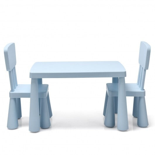 3 Pieces Toddler Multi Activity Play Dining Study Kids Table and Chair Set-Blue - Color: Blue - Minihomy