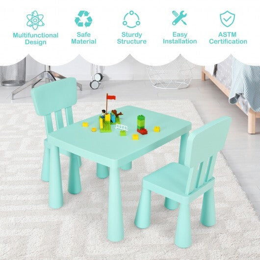 3 Pieces Toddler Multi Activity Play Dining Study Kids Table and Chair Set-Green - Color: Green - Minihomy