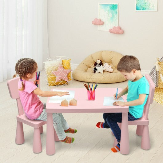 3 Pieces Toddler Multi Activity Play Dining Study Kids Table and Chair Set-Pink - Color: Pink - Minihomy