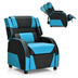 Kids Youth PU Leather Gaming Sofa Recliner with Headrest and Footrest - Blue - Minihomy