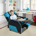 Kids Youth PU Leather Gaming Sofa Recliner with Headrest and Footrest - Blue - Minihomy