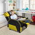 Kids Youth PU Leather Gaming Sofa Recliner with Headrest and Footrest - Yellow - Minihomy