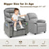 Kids PU Leather/Velvet Fabric Kids Recliner Chair with Cup Holders-Light Gray - Color: Light Gray - Minihomy